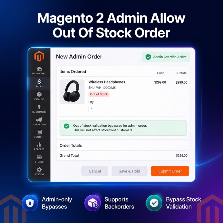 Magento2 Admin Allow Out Of Stock Order
