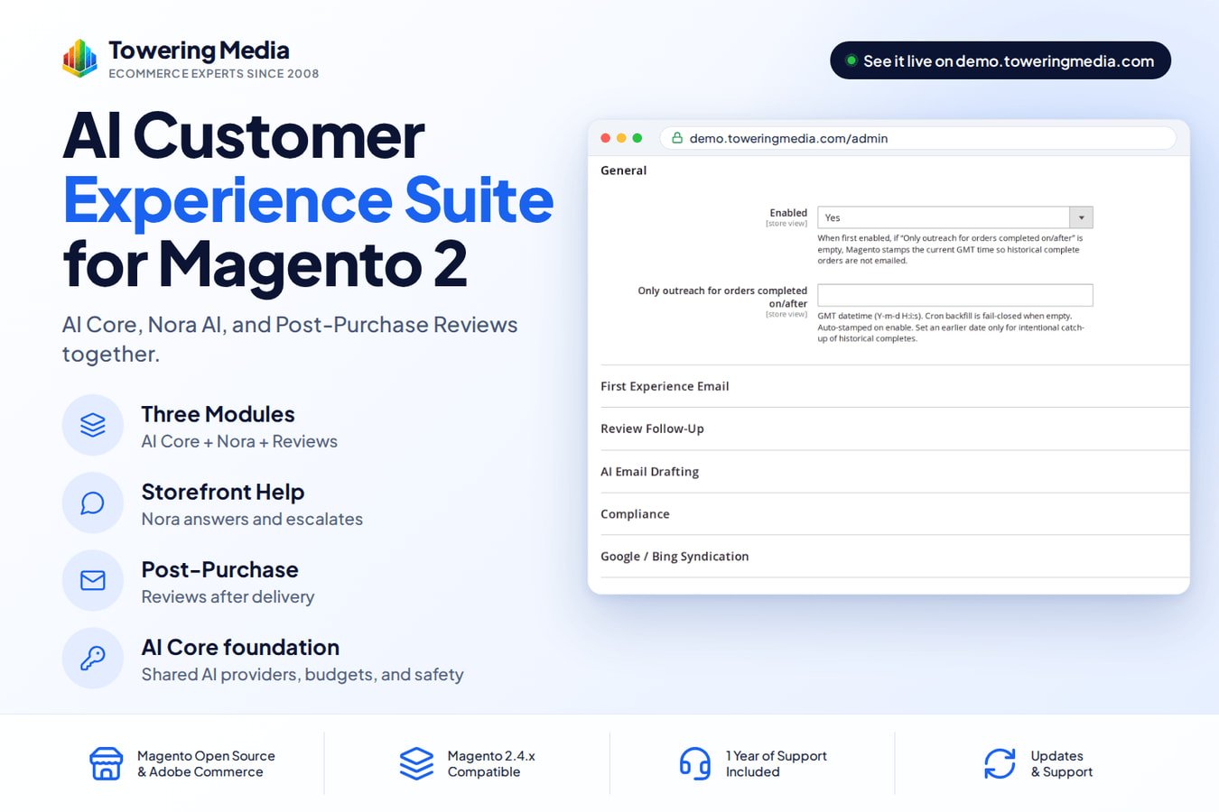Live on demo.toweringmedia.com