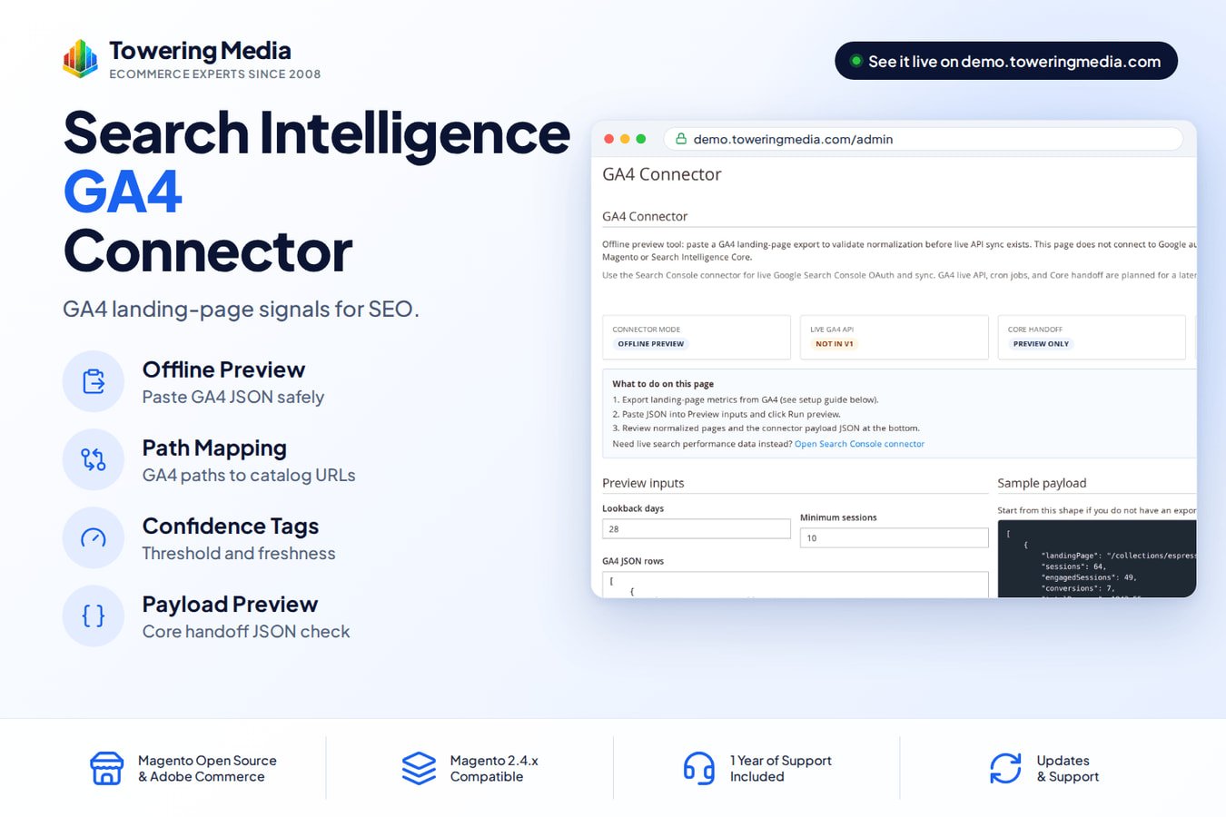Live on demo.toweringmedia.com