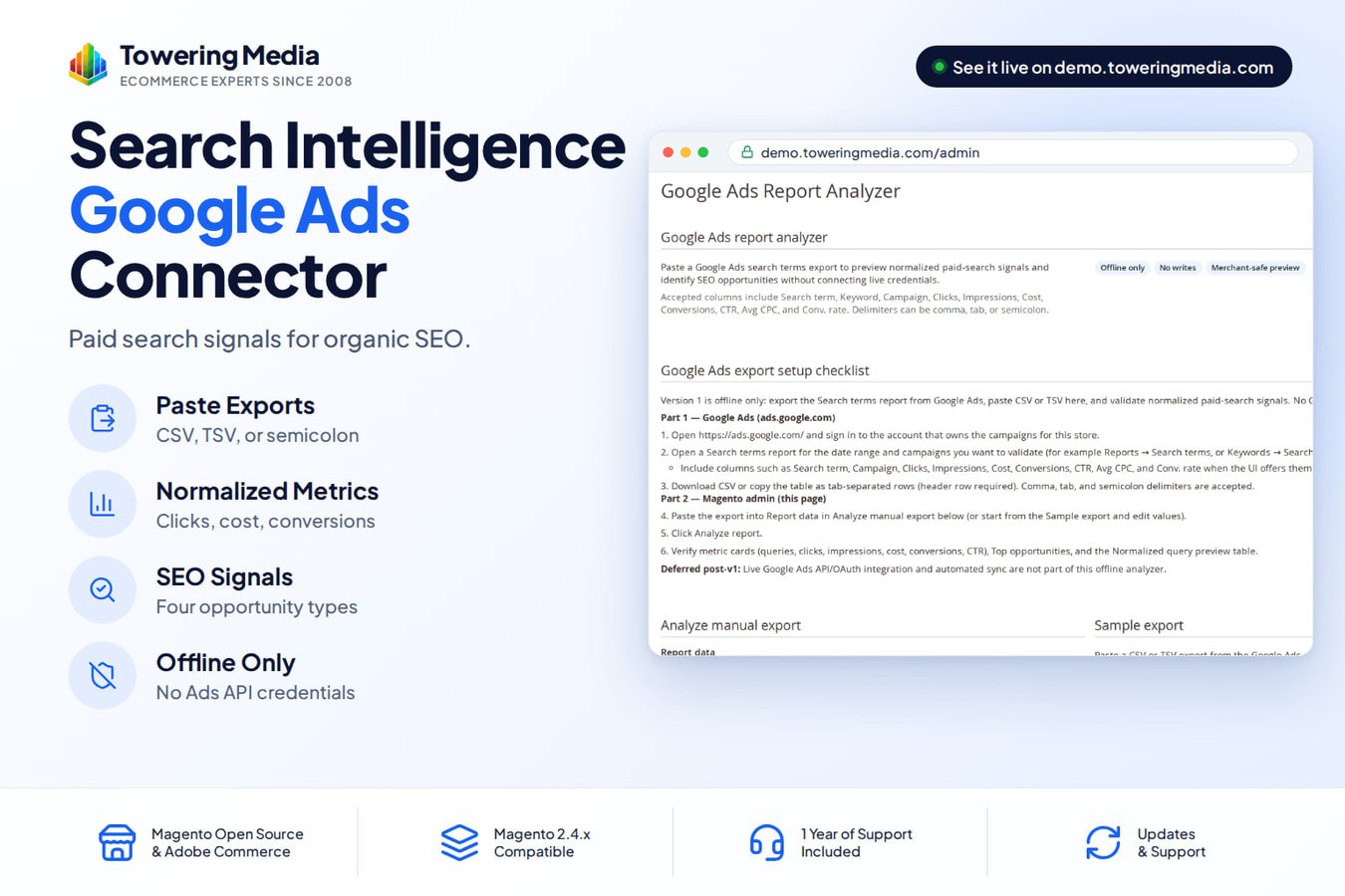 Live on demo.toweringmedia.com