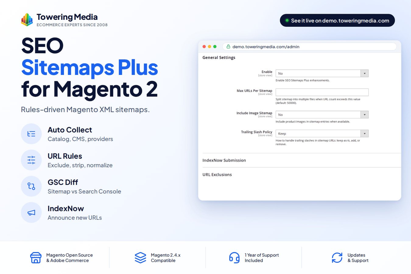 Live on demo.toweringmedia.com