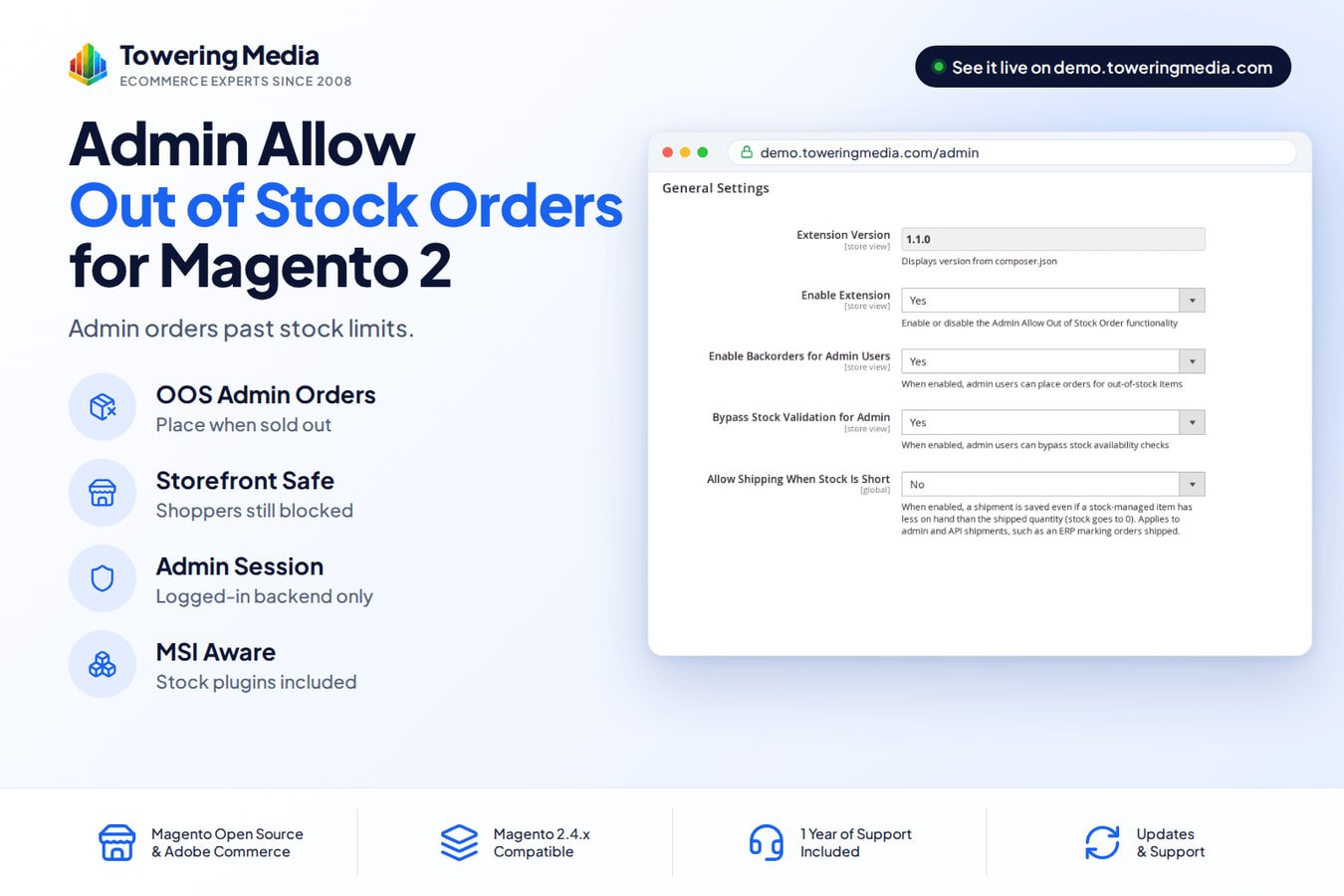 Live on demo.toweringmedia.com