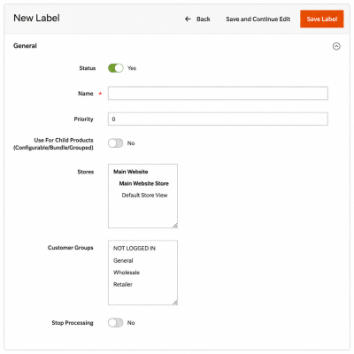 Toweringmedia Product Labels Extension