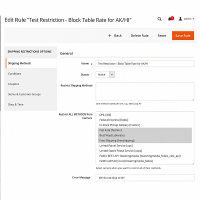 Shipping Restrictions Extension