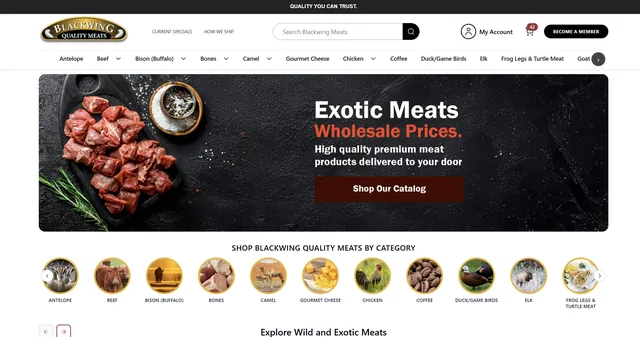 Blackwing Quality Meats Magento ecommerce storefront design