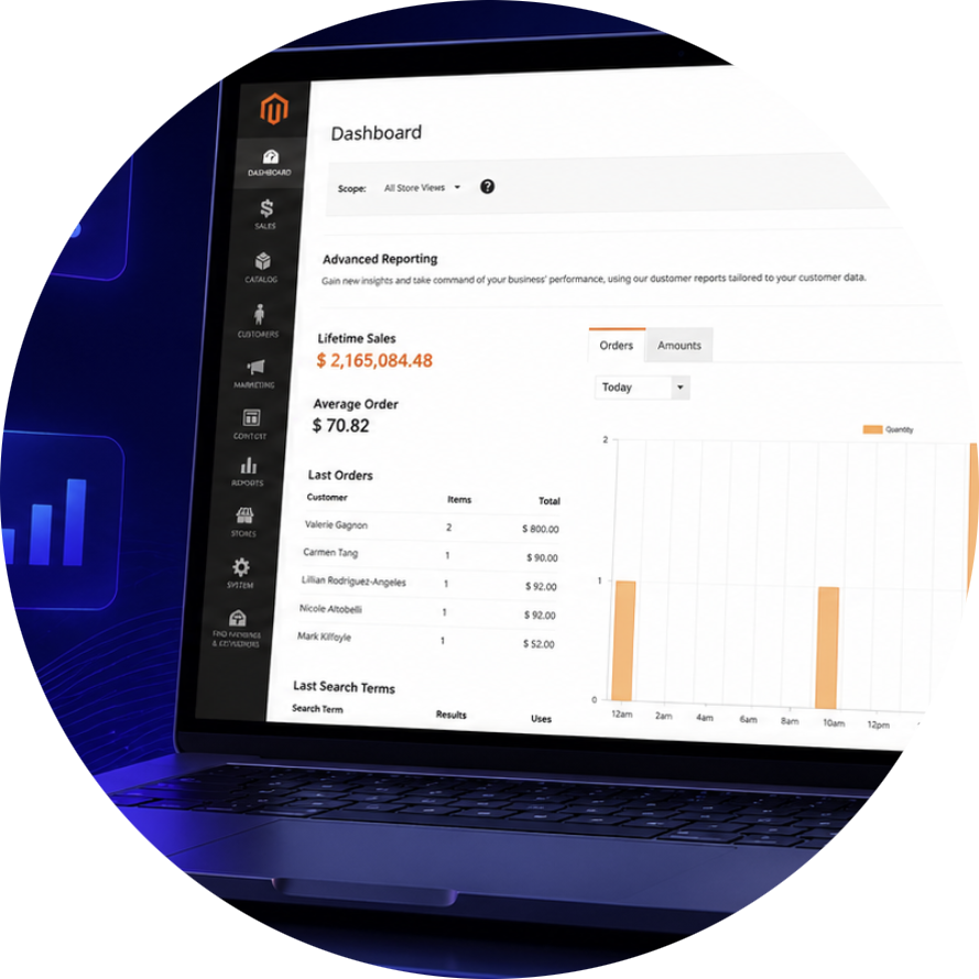 Magento maintenance services dashboard