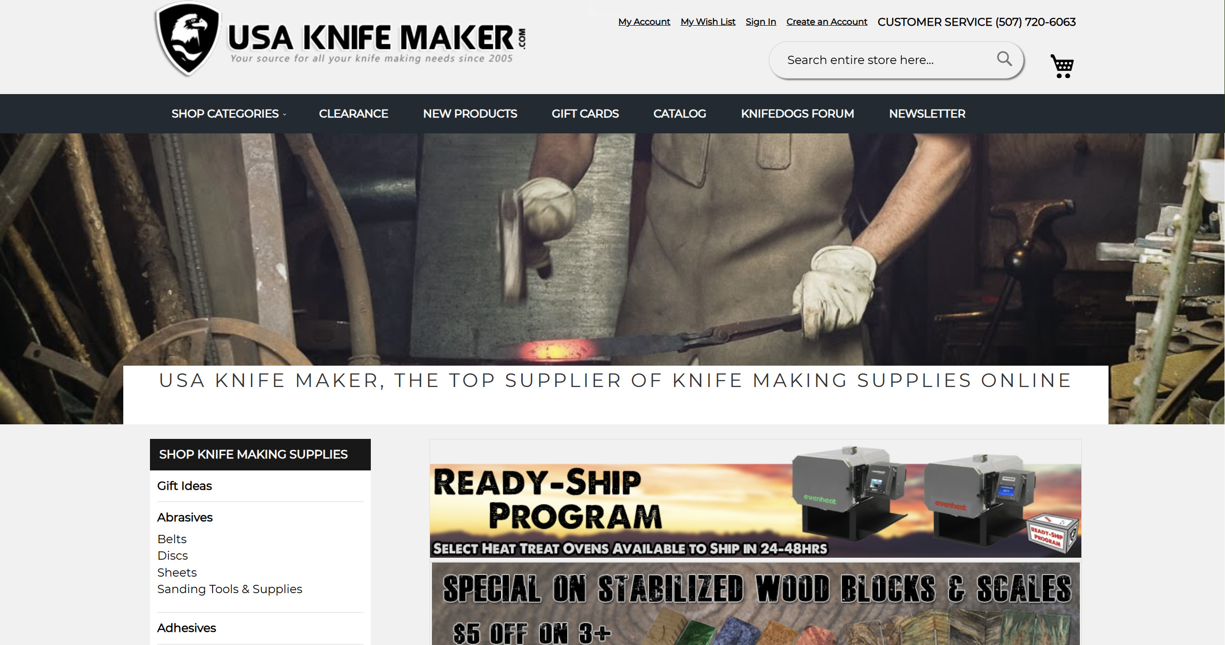 USA Knife Maker Magento storefront design