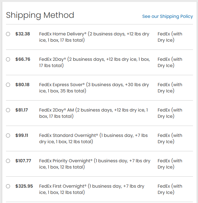 FedEx Dry Ice Shipping Methods in Magento 2 Checkout