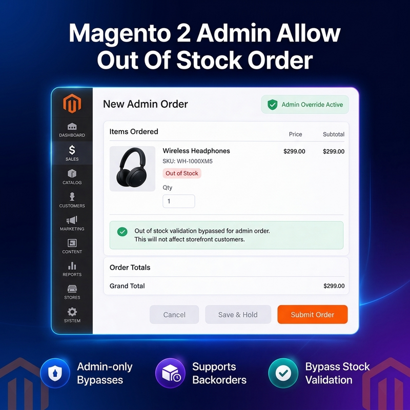 Magento2 Admin Allow Out Of Stock Order extension product artwork
