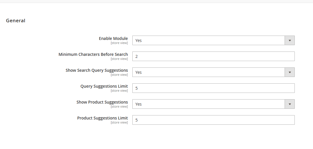 Magento 2 Search Autocomplete Admin Configuration