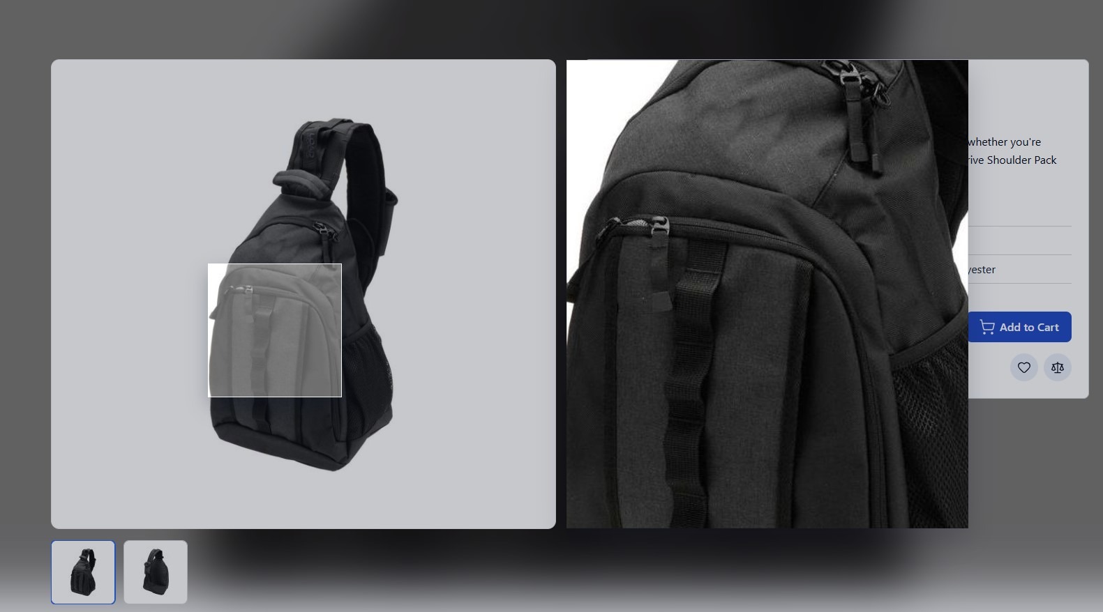 Magento 2 product image zoom lens with preview panel