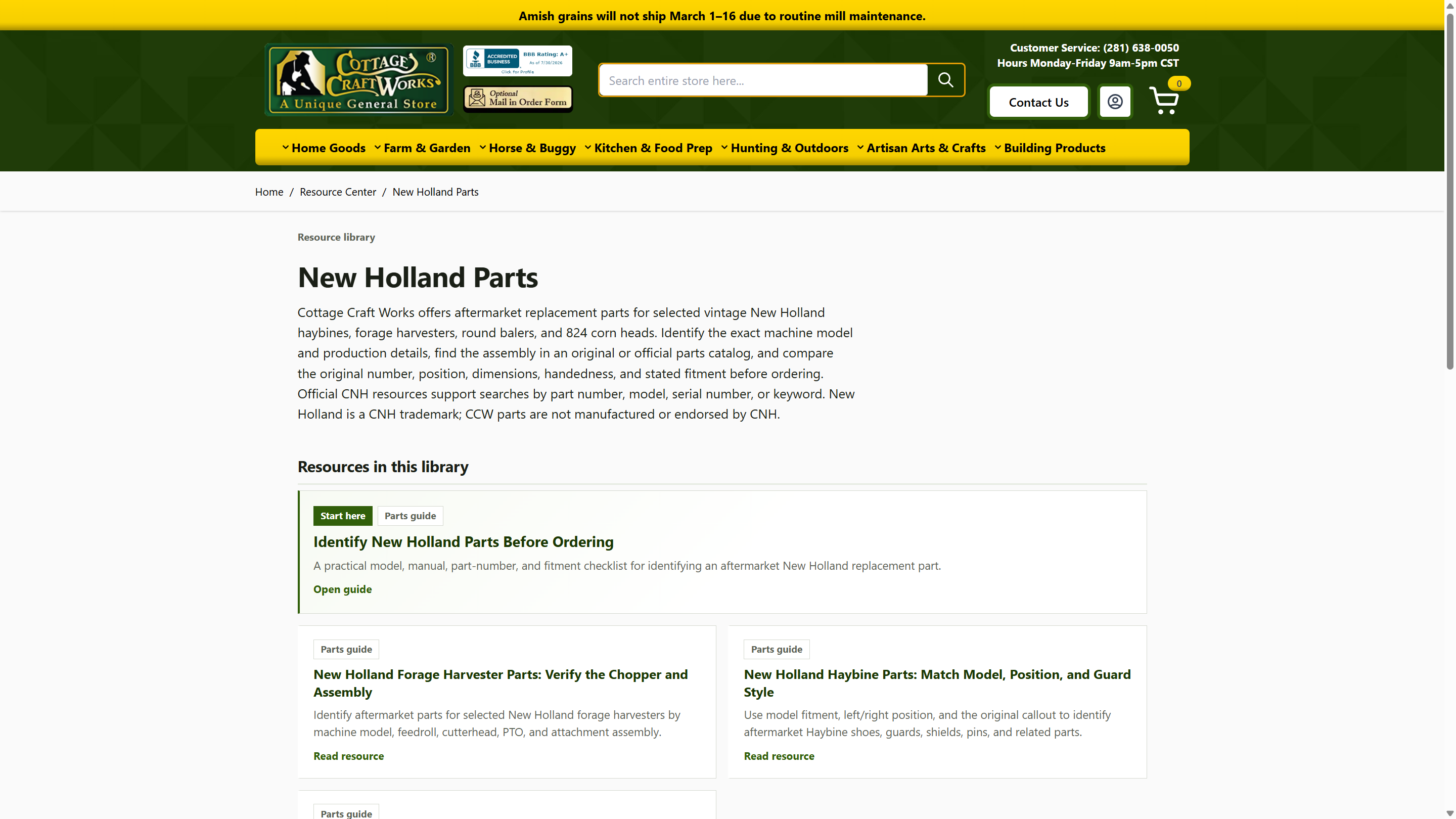 New Holland Parts resource library listing parts guides and start-here resources
