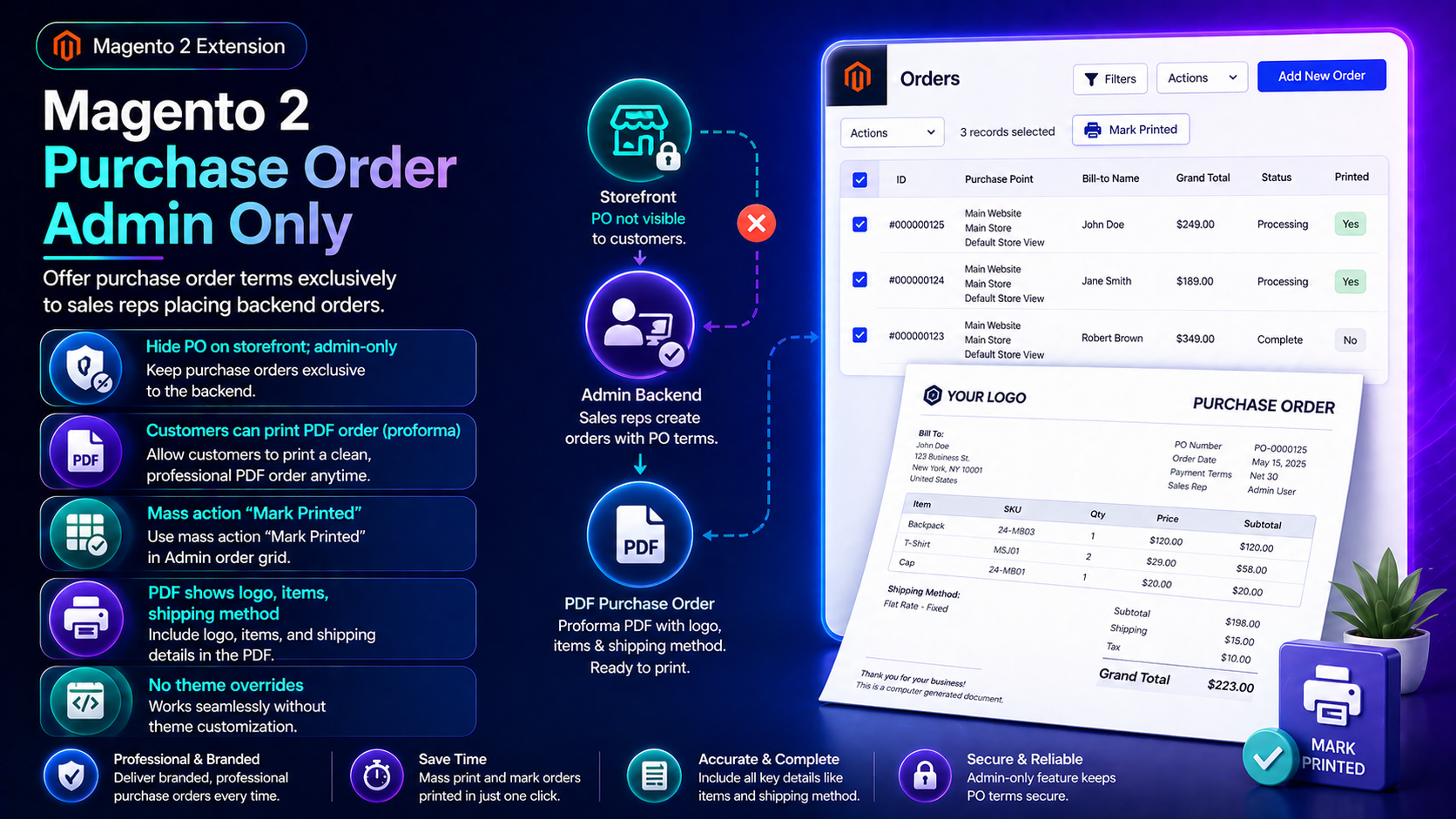 Magento 2 Purchase Order Admin Only